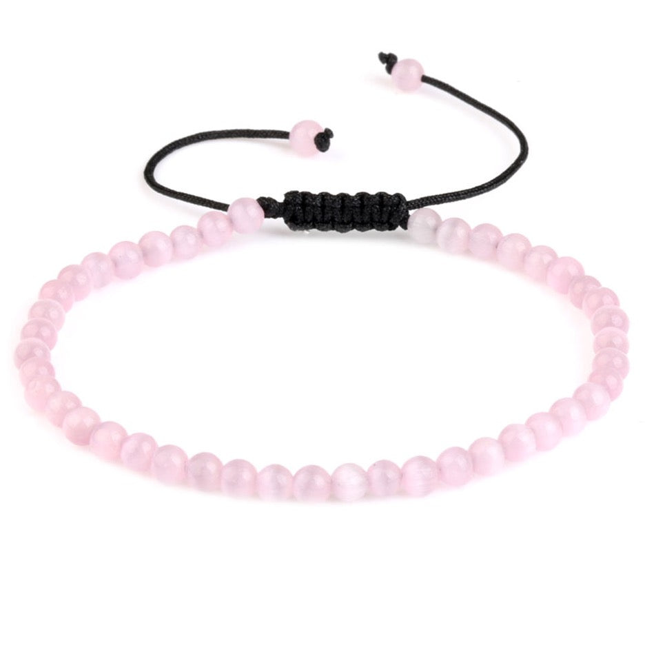 SELF-LOVE & BALANCE- Pink Cat's Eye Crystal wristlet