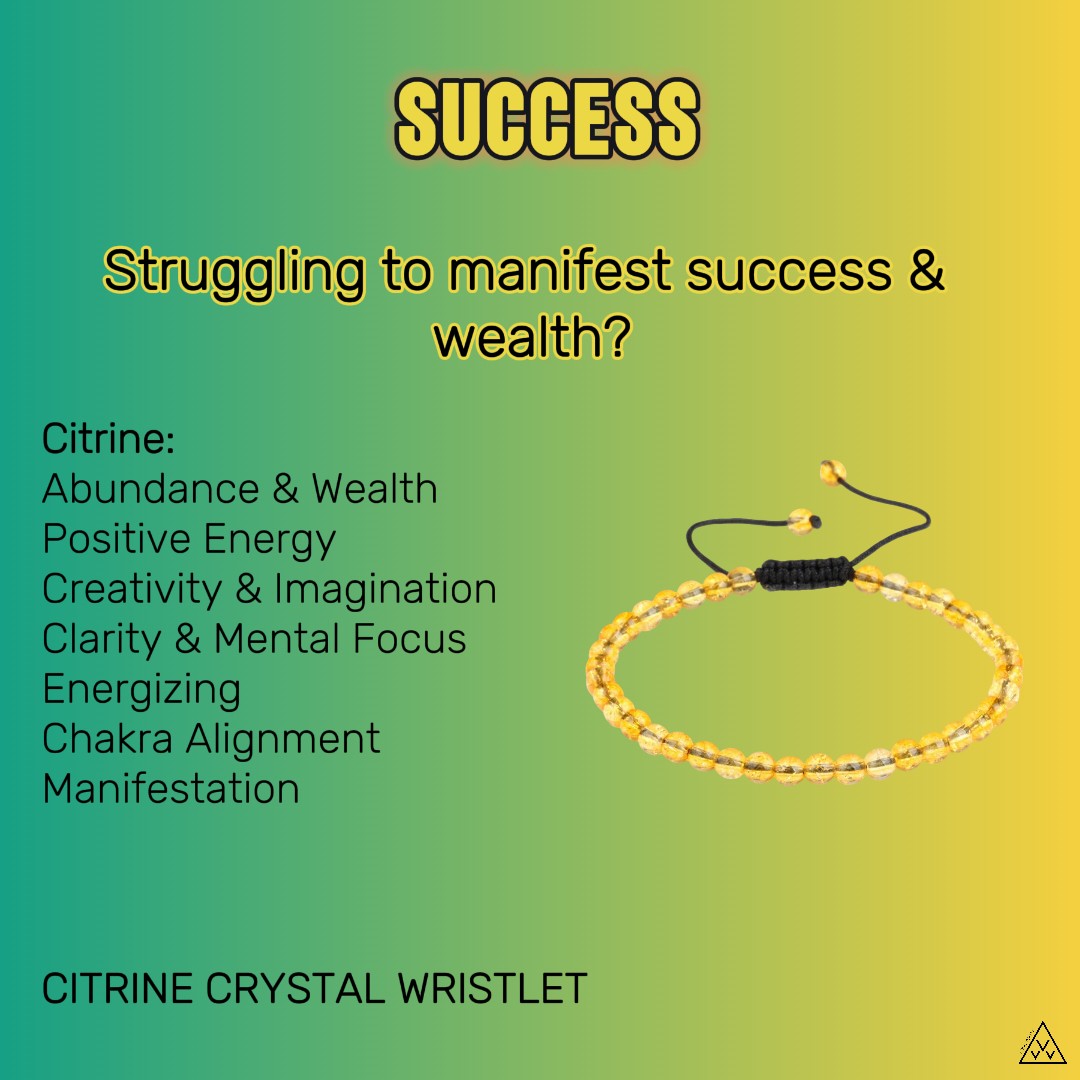 SUCCESS & WEALTH -Citrine Crystal wristlet