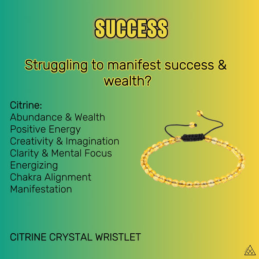 SUCCESS & WEALTH -Citrine Crystal wristlet