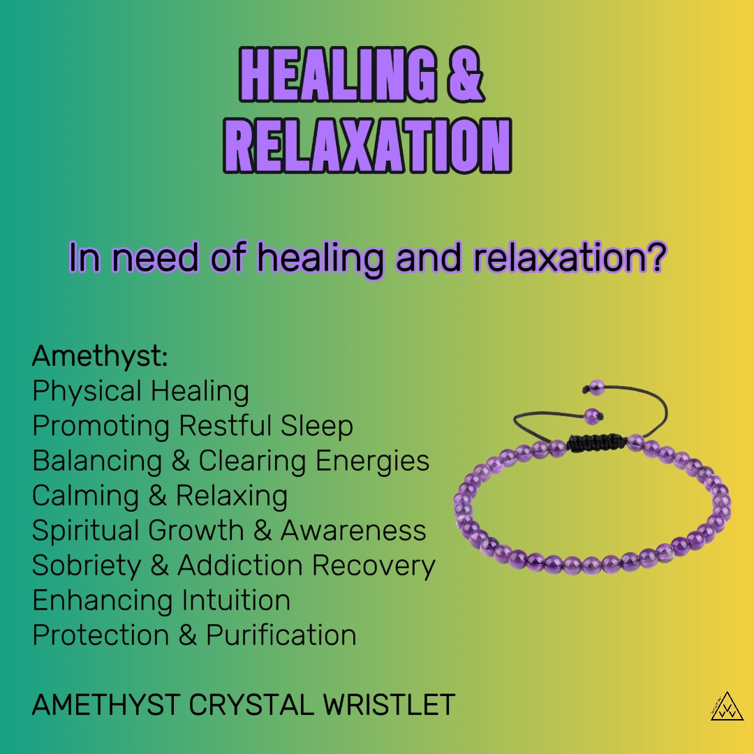 HEALING & RELAXATION- Amethyst Crystal wristlet